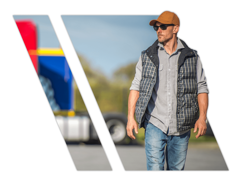 Commercial truck driving school student walking to class