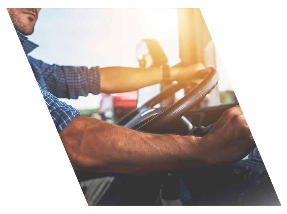 student at fleet training course in truck cab