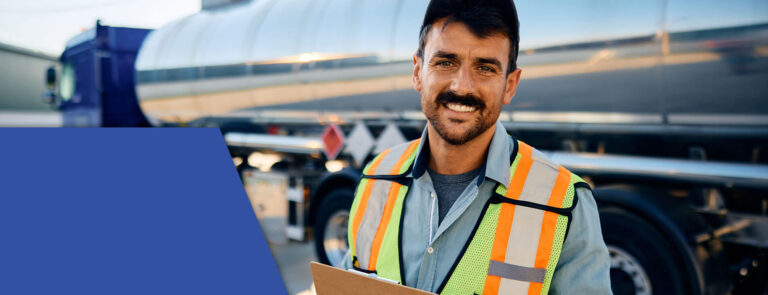 Truck driving advances his career by taking trucking courses.